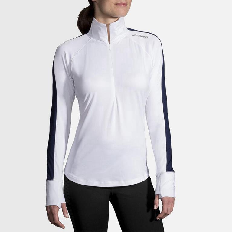 Brooks Dash Half Zip Israel - Women's Running Jackets - White (75892-JHDO)